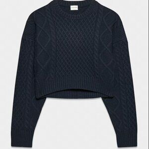 Aritzia Sundays Best Peggy Navy Cropped Sweater